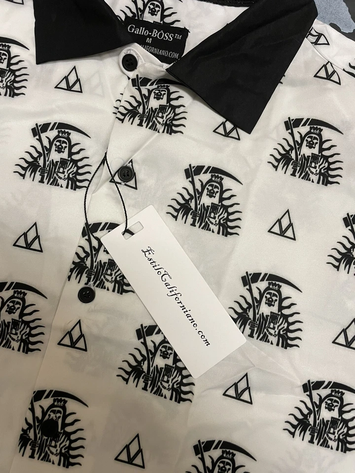 Santa Muerte button up shirt cod patch call of duty Grim reaper Ak47 Skate Punk - Image 4 of 4