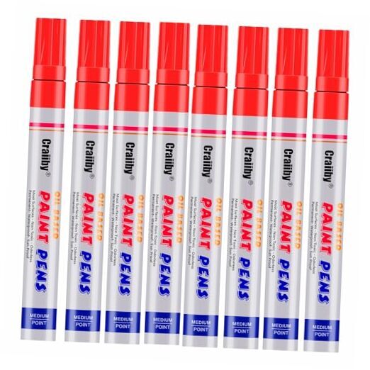 Paint Markers, 8 Pack Oil-Based Waterproof Quick Dry Permanent Paint Pen Red-image