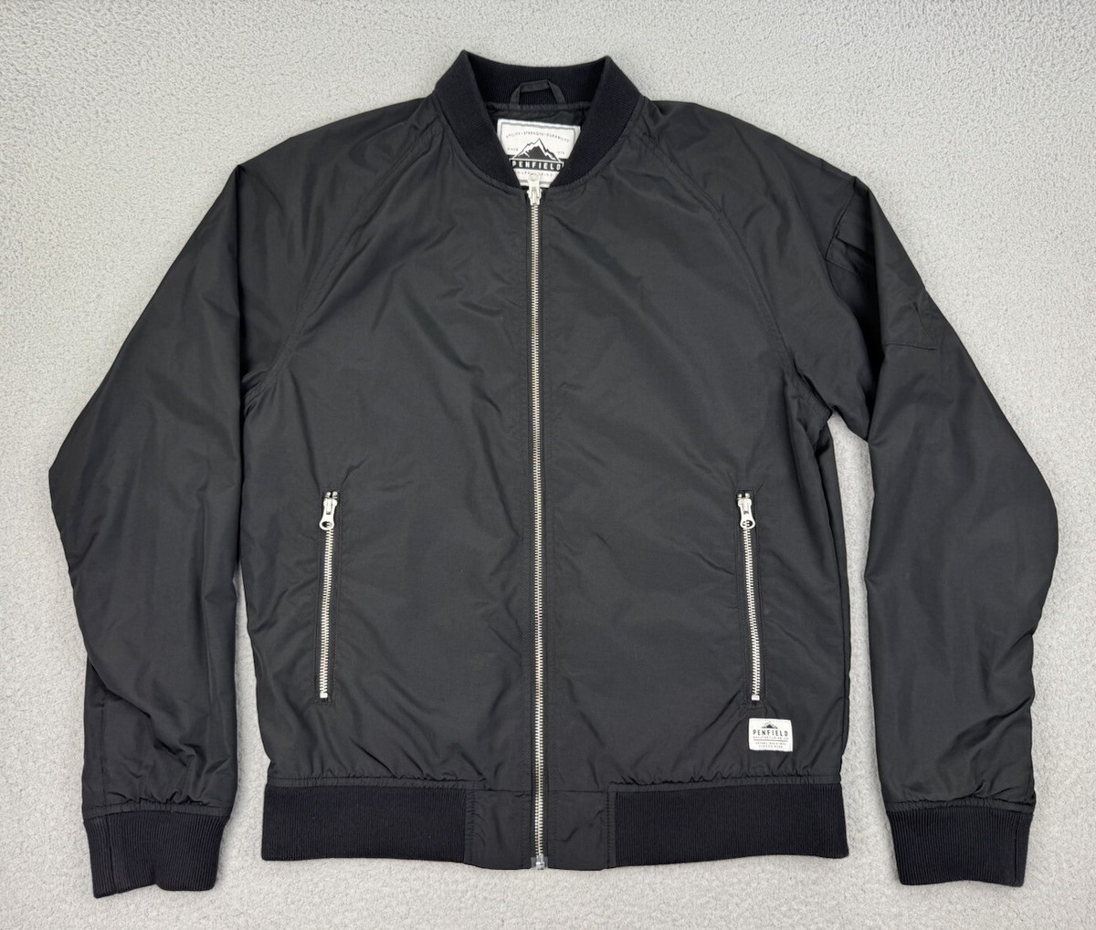 Penfield Jacket Mens Medium Black Full Zip Nylon Okenfield Bomber 