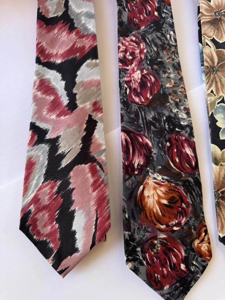 Lot Of Four Ties, Windsor & Enrico Gucci’s, Floral Style, Silk, All 56-58”. - Image 2 of 4