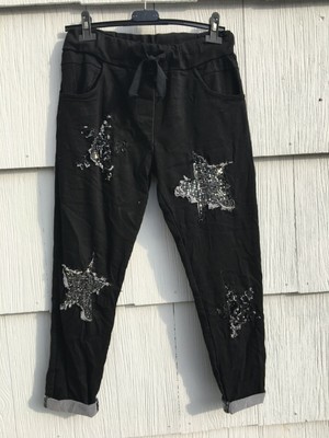Raw Star Sequin Jogger Pants Venti6 Black MEDIUM NWT | eBay