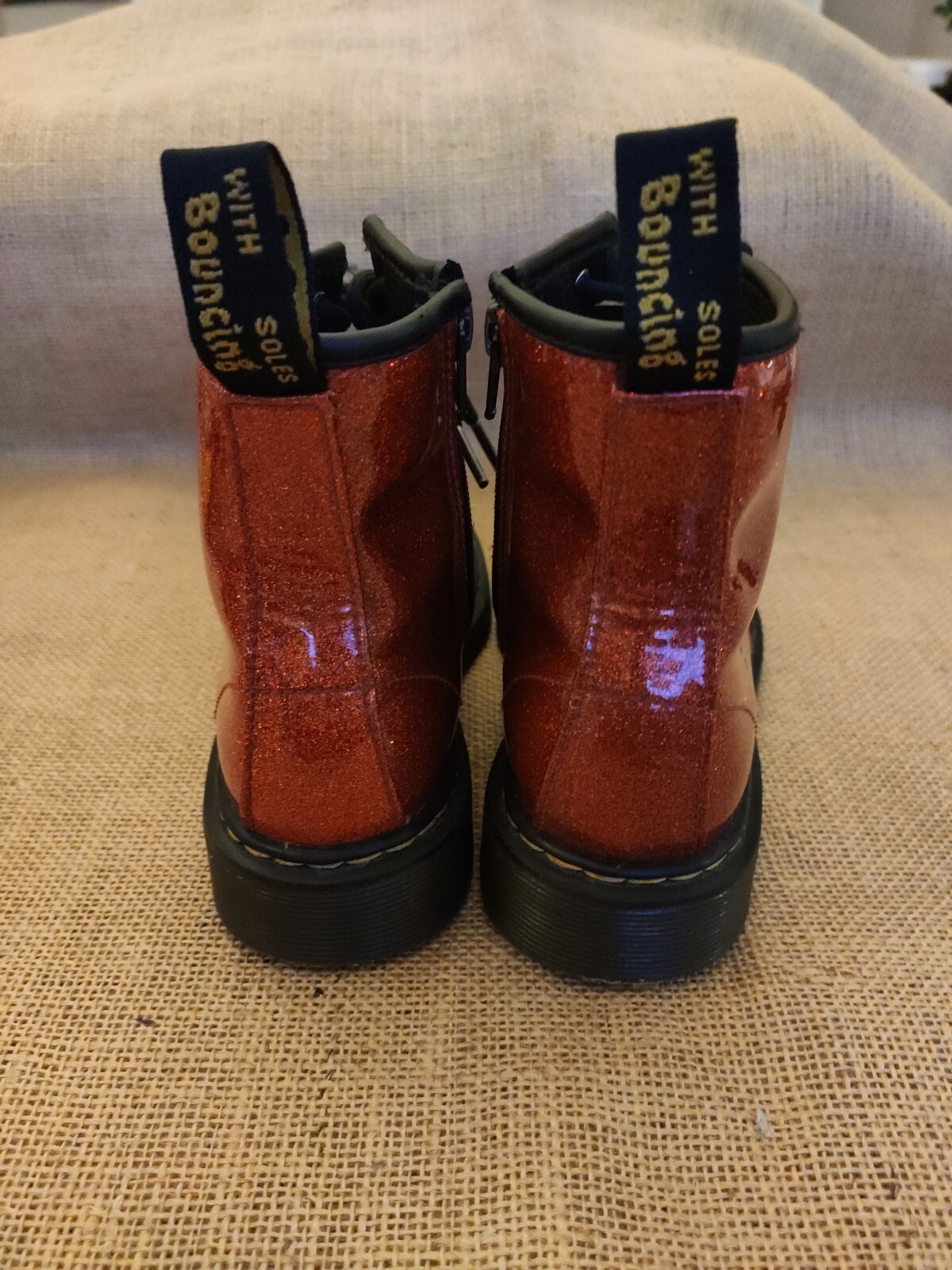 Girls Doc Martens size UK 11/2 EU 33.5 Dr.Matrens 1460 GLITTER J red