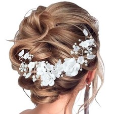 Flower Bride Wedding Hair Vine Pearl Bridal Bridal Hair Accessories Flower Ha...