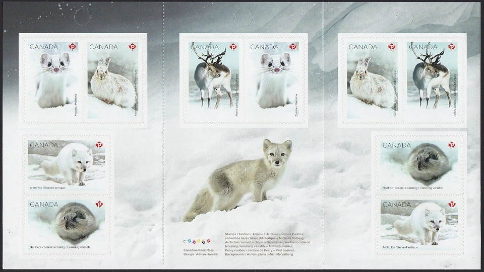 Canadá 2021 MNH - MAMÍFEROS DE NIEVE - CONEJO, ZORRO, CIERVO, ROEDORES Folleto de 10 Foto 2 de 4