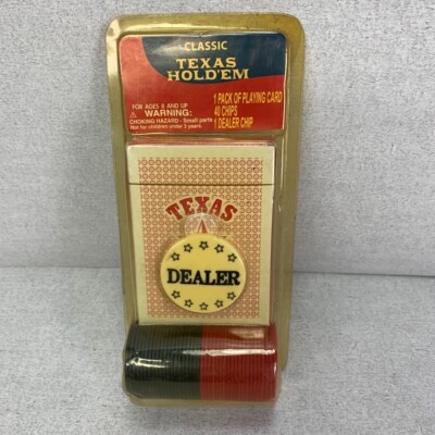 Classic Texas Hold'em Poker Card Set Playing Cards 40 Chips 1 Dealer Chip unopen