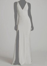  288 Dress The Population Women's White Iris Crepe Trumpet Gown Dress Size L