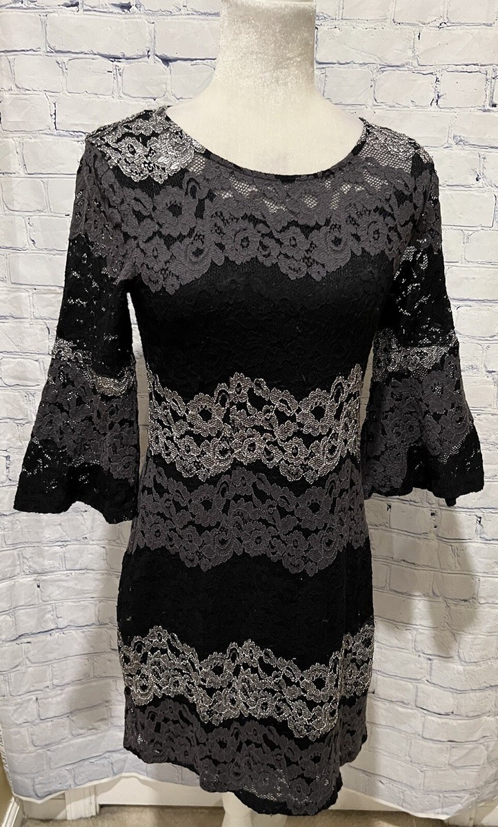 isaac mizrahi black lace dress Isaac Mizrahi Dress Short Sleeve Round Neck Sheath Black Lace Womens XL Stretchy