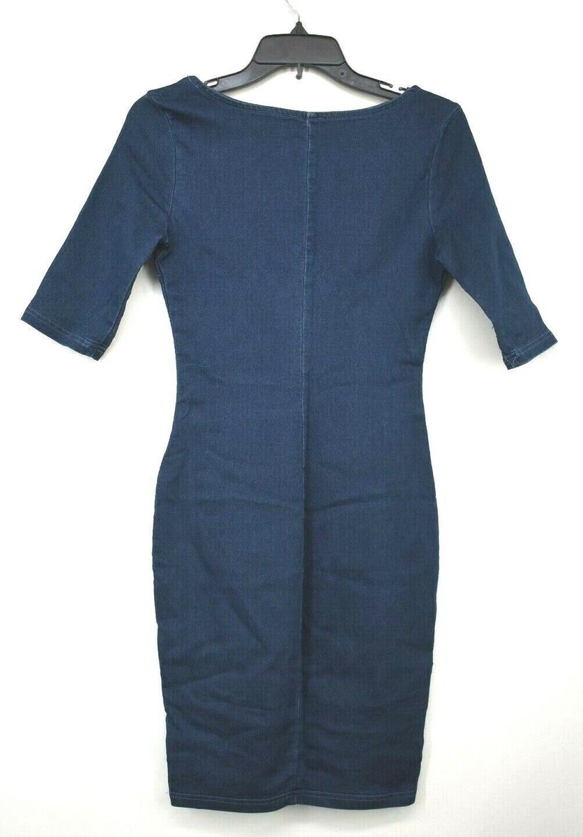 denim bodycon dress fashion nova Women Blue Long Sleeve Square Neck Casual S SCHL004579 Navy Blue and Silver Side Pockets:Yes, please add to my dress(+$10.00) This denim dress is