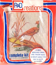 Vtg R&D Creations Pheasant bird Needlepoint Kit A120 NEW