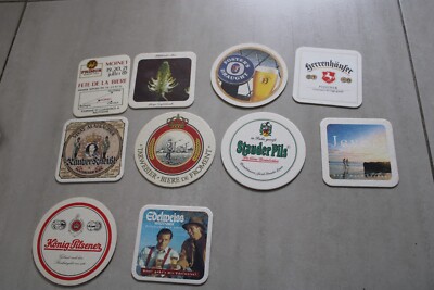 lot of 10 vintage sous buck (Bierdeckel Beer Mats coasters sous bocks sous bock)