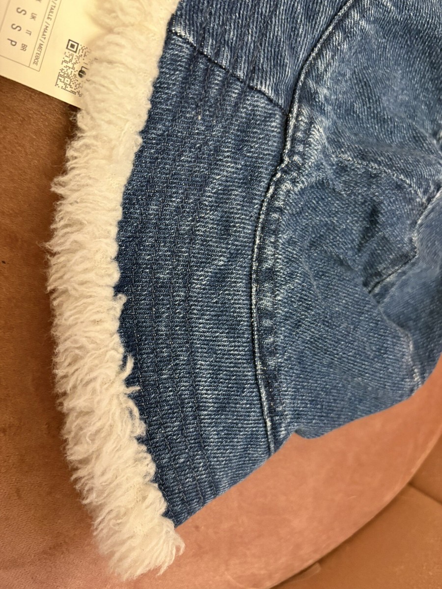 ZARA Denim Blue Bucket Hat Fleece Lined For Women Size SMALL  display picture 1