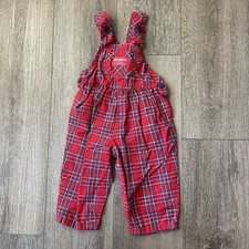 OshKosh Vintage Bubble Overalls Baby 18M Plaid Red in the USA Bow