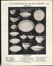 1921 ADVERT Queensware McClung Miller China Dinnerware Plates Bowls Pitcher