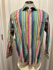 Ralph Lauren Polo Striped Button Front Shirt XL Mens Green Blue Orange Pink