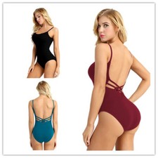 Ladies Women's Camisole Gymnastics Ballet Leotard Strap Dance Dress Bodysuit