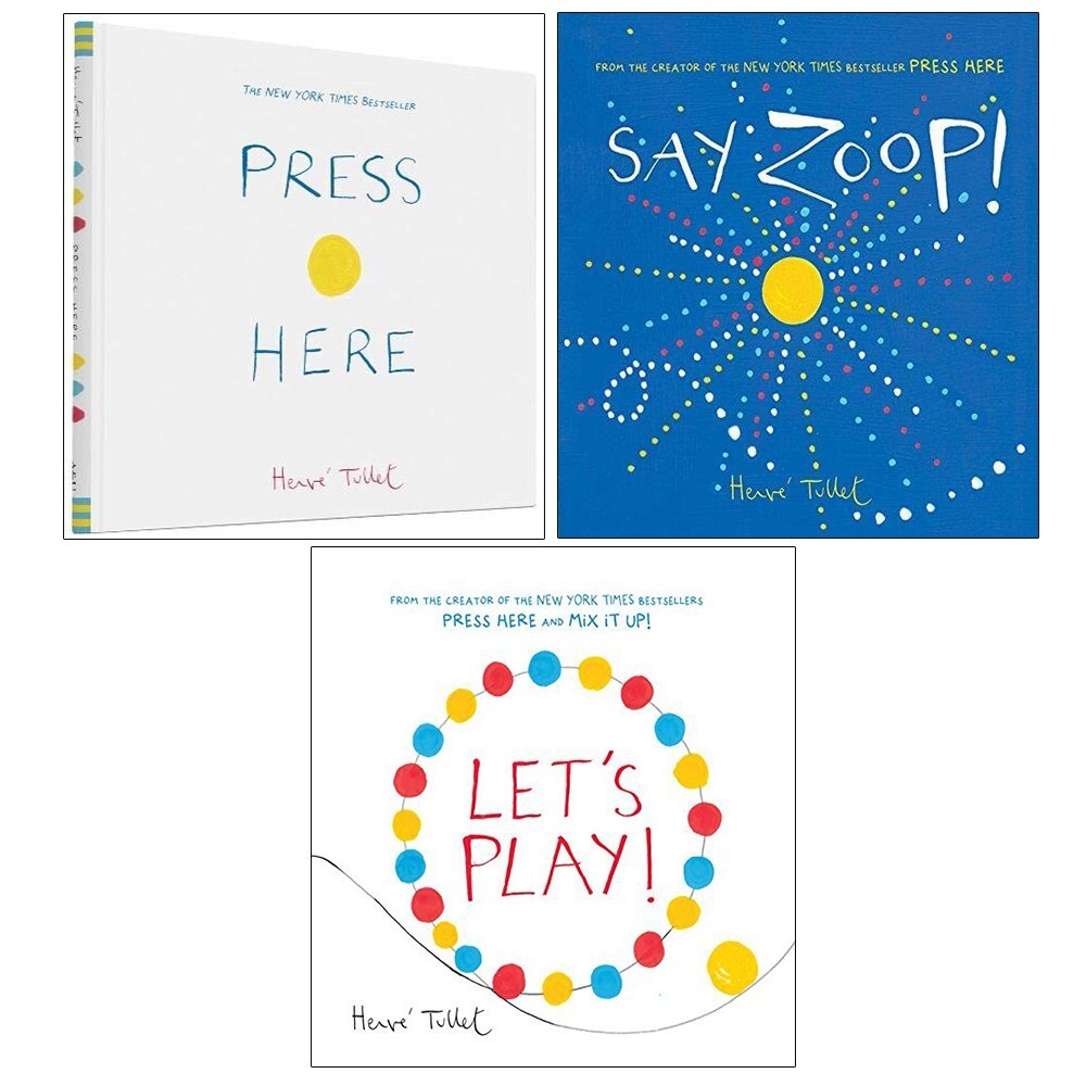 Herve Tullet Collection 3 Books Set Press Here,Let's Play,Say Zoop! Hardcovr NEW