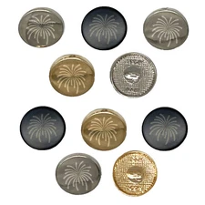 Firework Fourth of July 0.6" (15mm) Round Metal Shank Buttons - Set of 10