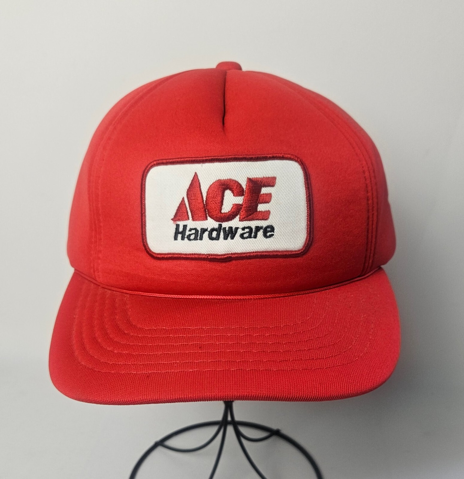 Vtg Ace Hardware Patch Hat Snapback Red Trucker C… - image 1