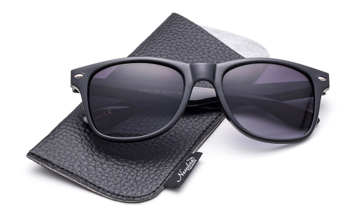 Sunglasses Vintage Retro 80s Frame Unisex with Pouch Multicolor