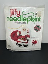 VTG Jiffy Needlepoint Santa w/ a Sack 3-D Ornament Kit by Sunset Designs 5031