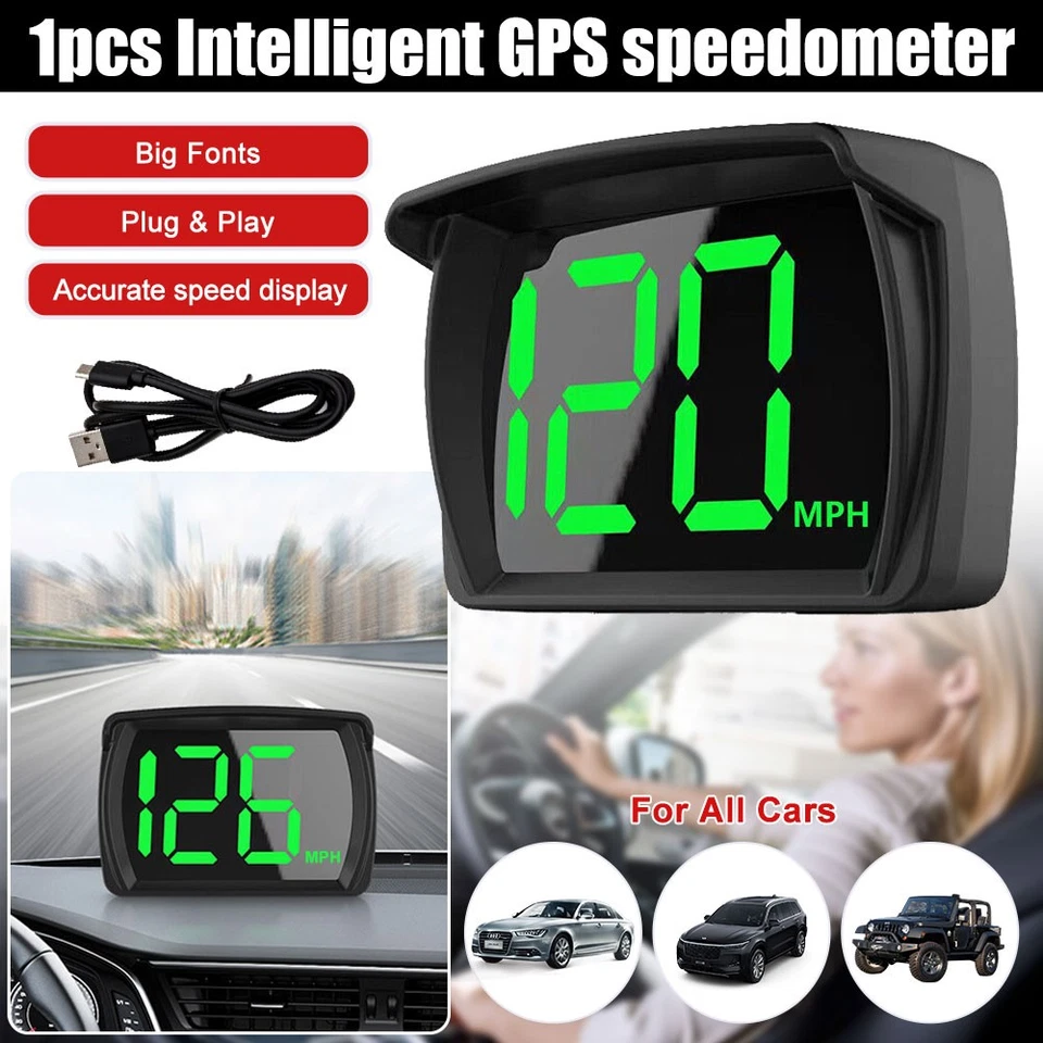 Speedometer Digital GPS Car Speed MPH HUD Head Up Display Universal Speedometer - Image 3 of 4