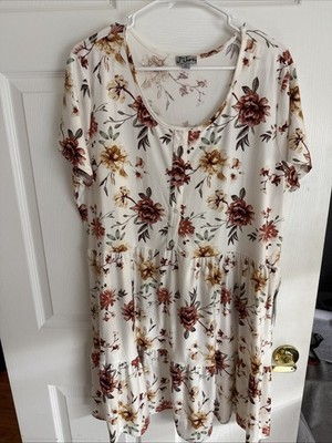 J for Justify Round Neck FIT AND FLAIR White Floral TIERED 3X