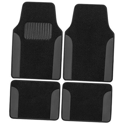 BDK Carpet Floor Mats for Cars, Two-Tone Carpet Car Mat with Faux Black-Grey