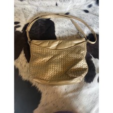 Vintage Woven Shoulder Bag Gold Metallic Purse Handbag Convertible Evening