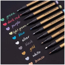 10 Pack Metallic Marker Pens Medium Point for Rock Painting Scrapbooking DIY