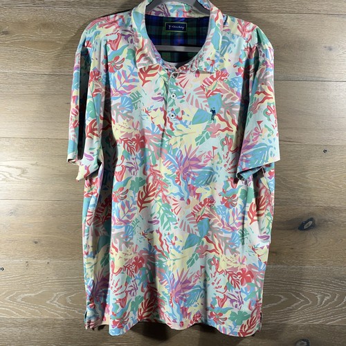 William Murray Golf Polo Shirt Mens Extra-large Pink Leaf Print Palm