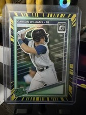 Carson Williams 2025 Donruss Clearly #135 Rated Prospect Black SP 8/10 Rays  
