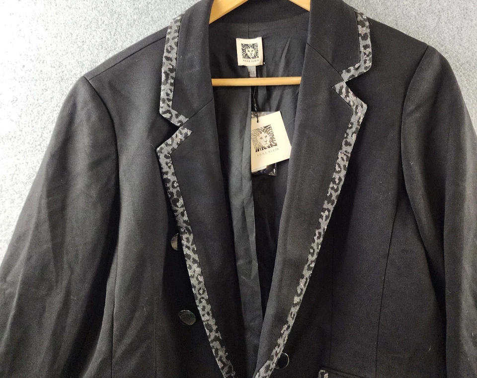 Blazer para mujer Anne Klein imitación compresión doble botonadura L negro manga larga Foto 4 de 4