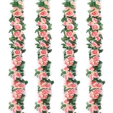 4Pcs 32.2 FT Fake Rose Vine Flowers Plants Artificial Flower Garland Hanging ...