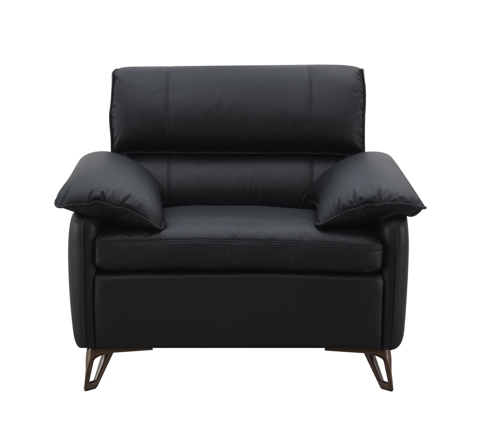ACME Eilene Contemporary Top Grain Leather Upholstered Chair in Black - Image 3 of 4