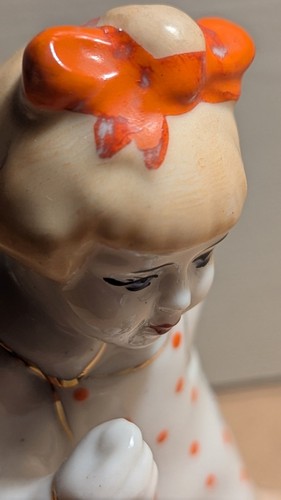 Vintage Little Girl Puppy Dog & Teddybear Ceramic Porcelain 6 Inch ZHK Figurine - Picture 3 of 14