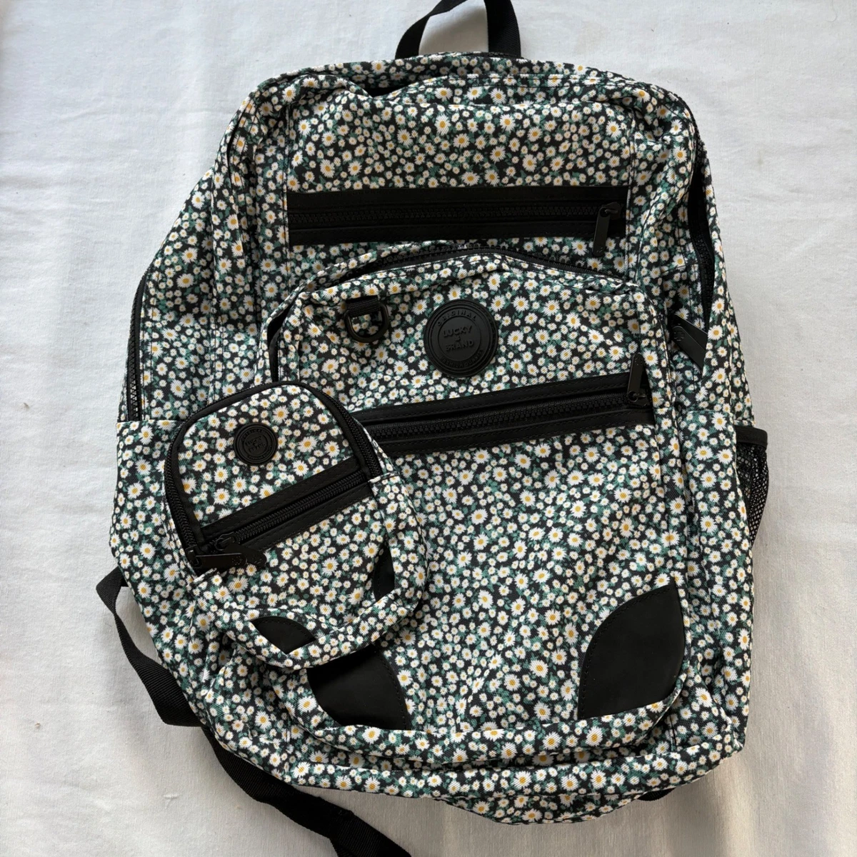 Lucky Brand Black Geometric Pattern Canvas Faux Leather Backpack Lucky Brand Black Geometric Pattern Canvas Faux Leather Backpack main image 4
