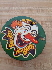 Vintage 4" Disk' US. Metal Toy -Tin Clown Noisemaker- U.S. Metal Toy Co.