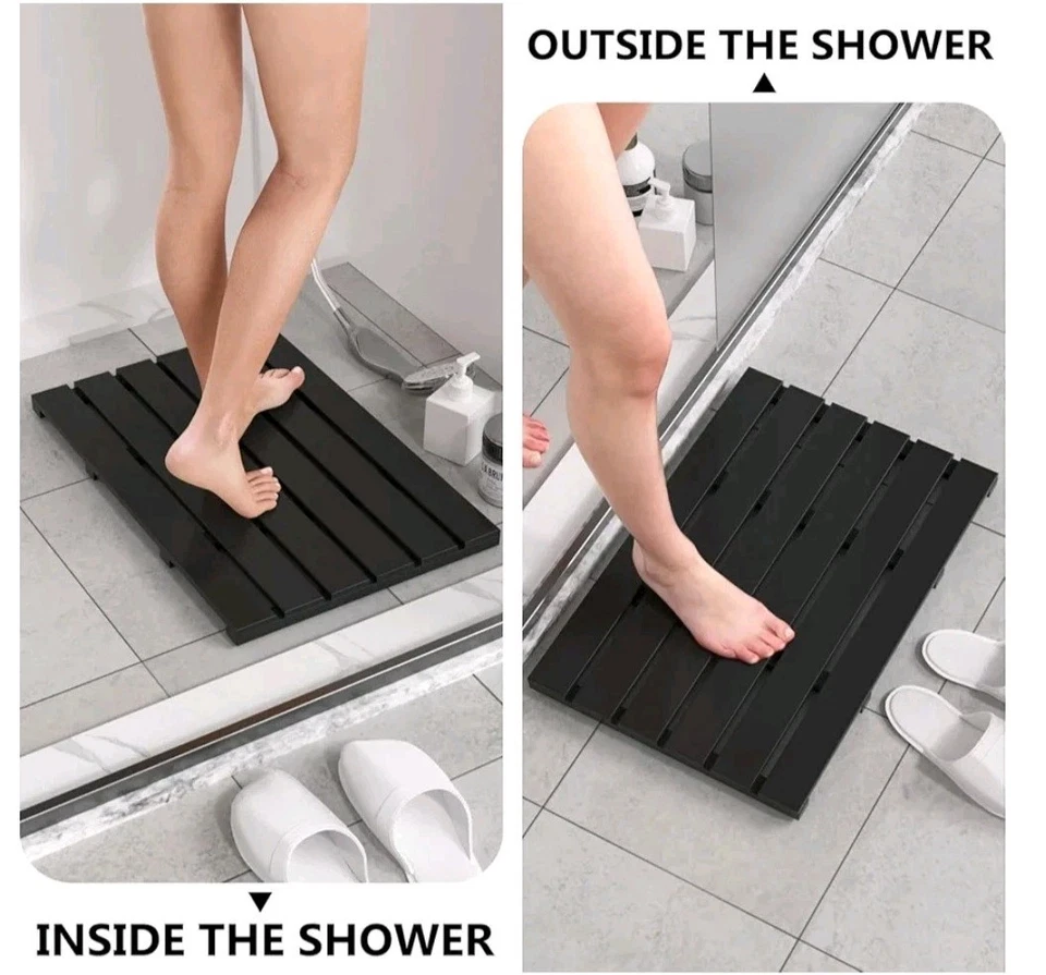 Domax 竹浴垫浴室 - 淋浴垫防滑防水木制... — 第 3/4 张图片