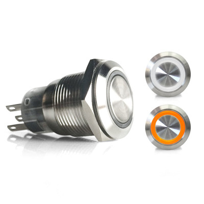 19mm Momentary Billet Buttons with LED White or Orange Ring