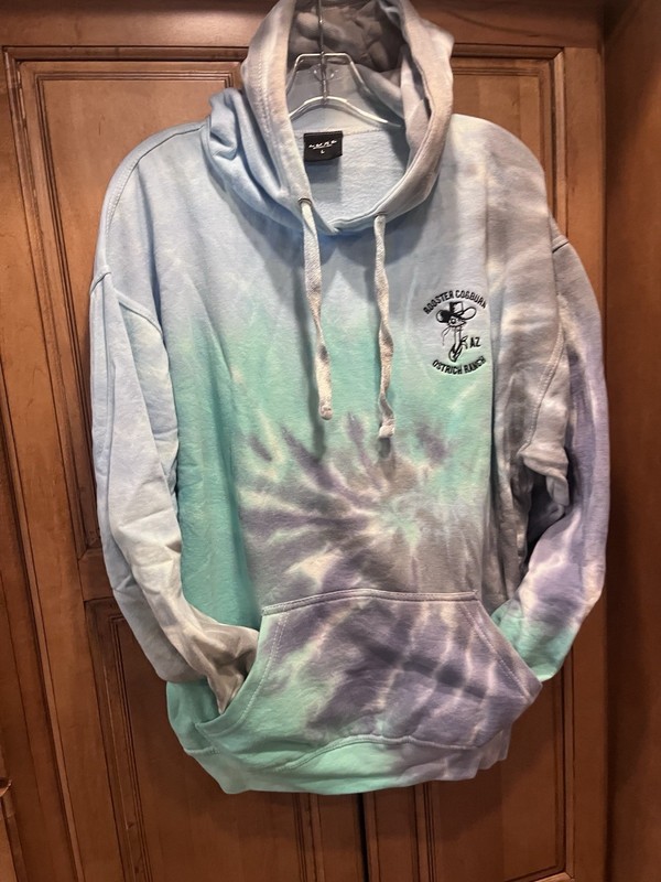 Hoodie Rooster Cogburn Ostrich Ranch Tie Dyed Pullover Sweatshirt L LUXE ARIZONA