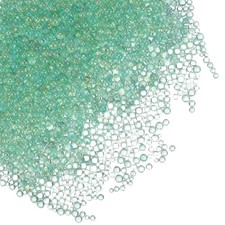 Glass Bubble Beads, 50g Tiny Iridescent Beads 1-3mm Light Green