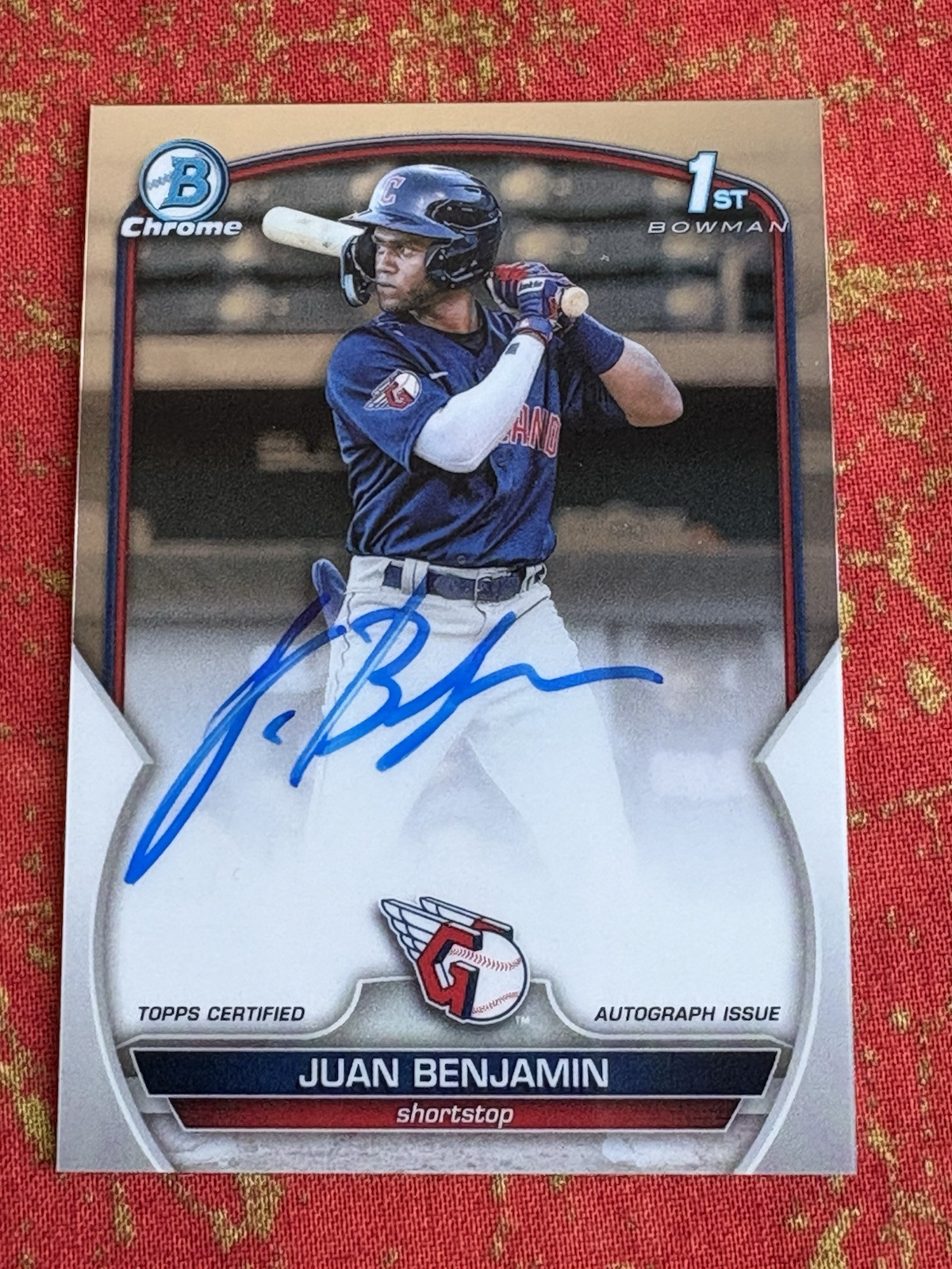 2023 1st Bowman Chrome Juan Benjamin Prospect Auto #CPA-JBN Cleveland Guardians