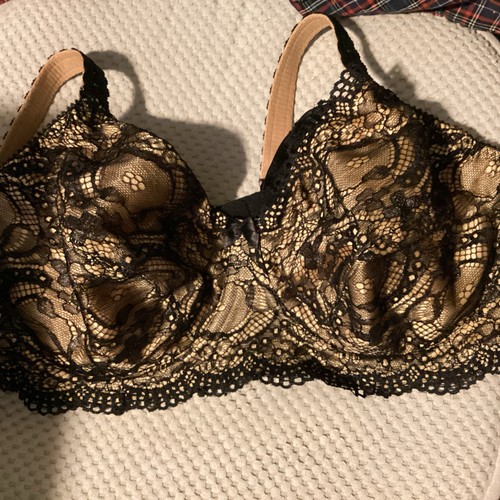 42 B Classique Nude & BLACK Lace Bra Gold BRA - Picture 2 of 6