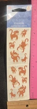 Vintage Mrs Grossmans Stickers PLAYFUL MONKEYS new sealed pkg of 3 SHEETS inside