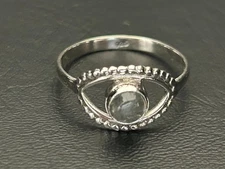 925 Sterling Silver Evil Eye Labradorite Gemstone Protection Ring 6.5 7.5 8 9