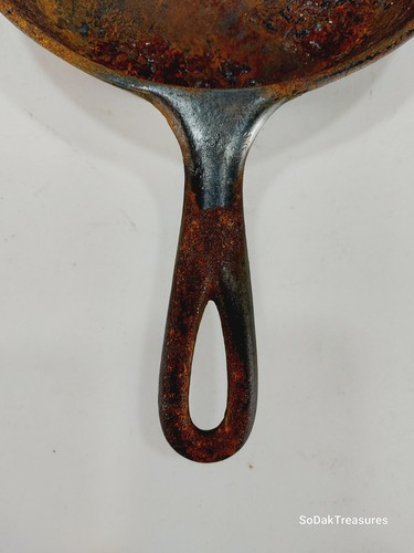 Antike Vintage unmarkiert Wagner Z Logo 8 Zoll Gusseisen Pfanne mit Heizring - Bild 7 von 8