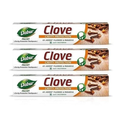 Pack of 3 Dabur Herbal Clove Cavity Protection Toothpaste-Original Pack