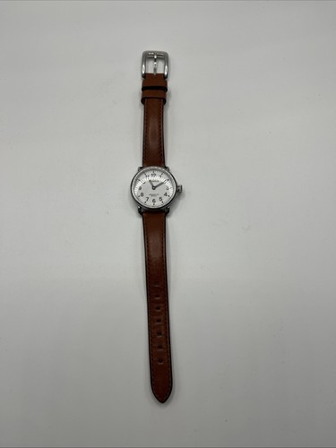 Shinola Runwell Argonite 751 28 mm White Face Brown Leather Strap Detroit - Picture 2 of 6