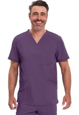 Cherokee Scrubs Infinity Men V Neck Top CK900A EGG Eggplant Free Ship