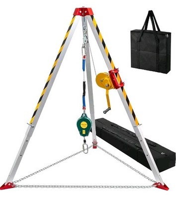 Confined Space Tripod Kit 2600 lbs Rescue Tripod Fall Arrest 4-7 ft Legs